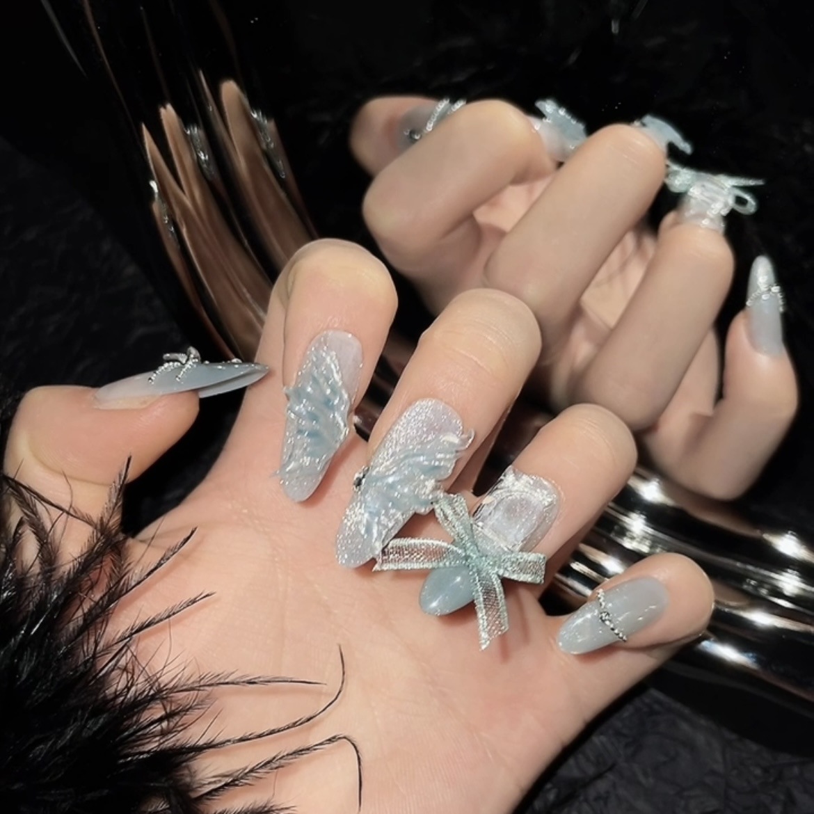 10pcs Pure Hand Pressed Long O - Nail Art Oval 리뷰 및 가격