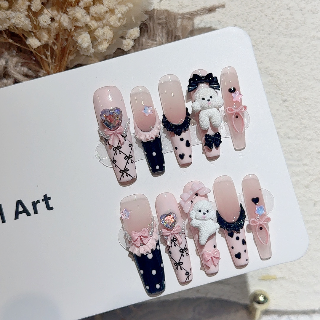 10PCS Black Lace Polka Dot Bal - Nail Art French 리뷰 및 가격