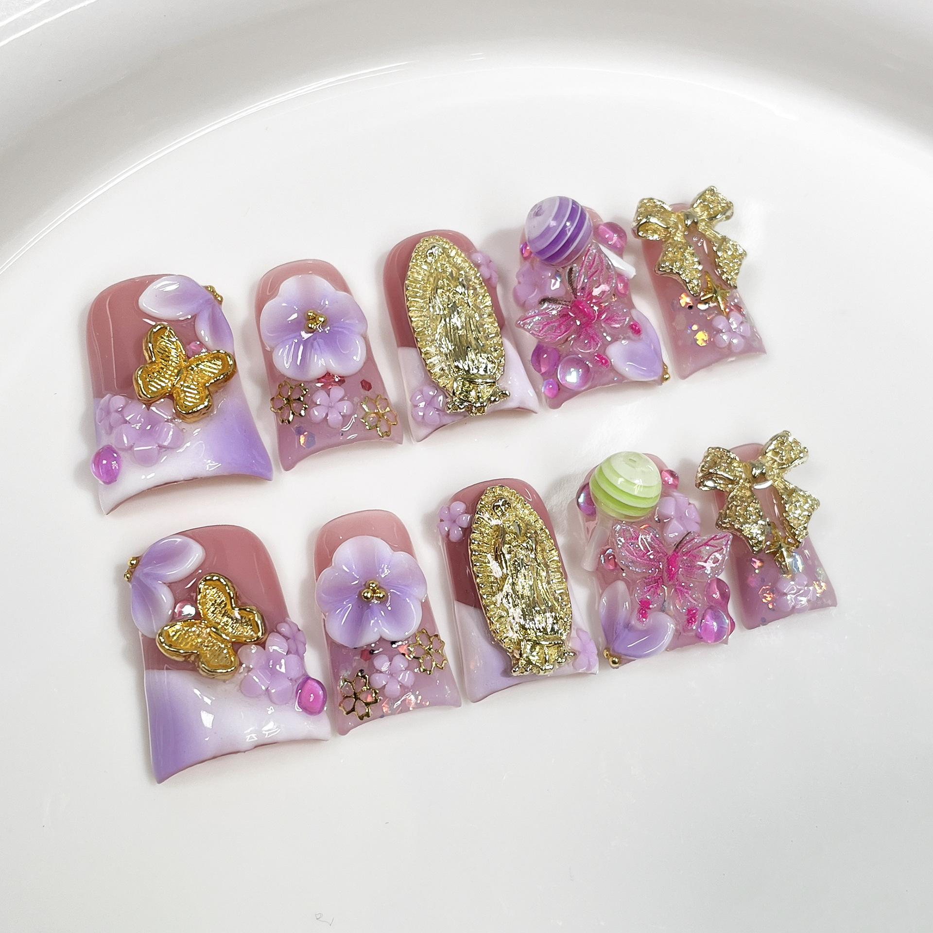 10pcs Ocean Style Fake Nails D - Nail Art French 리뷰 및 가격