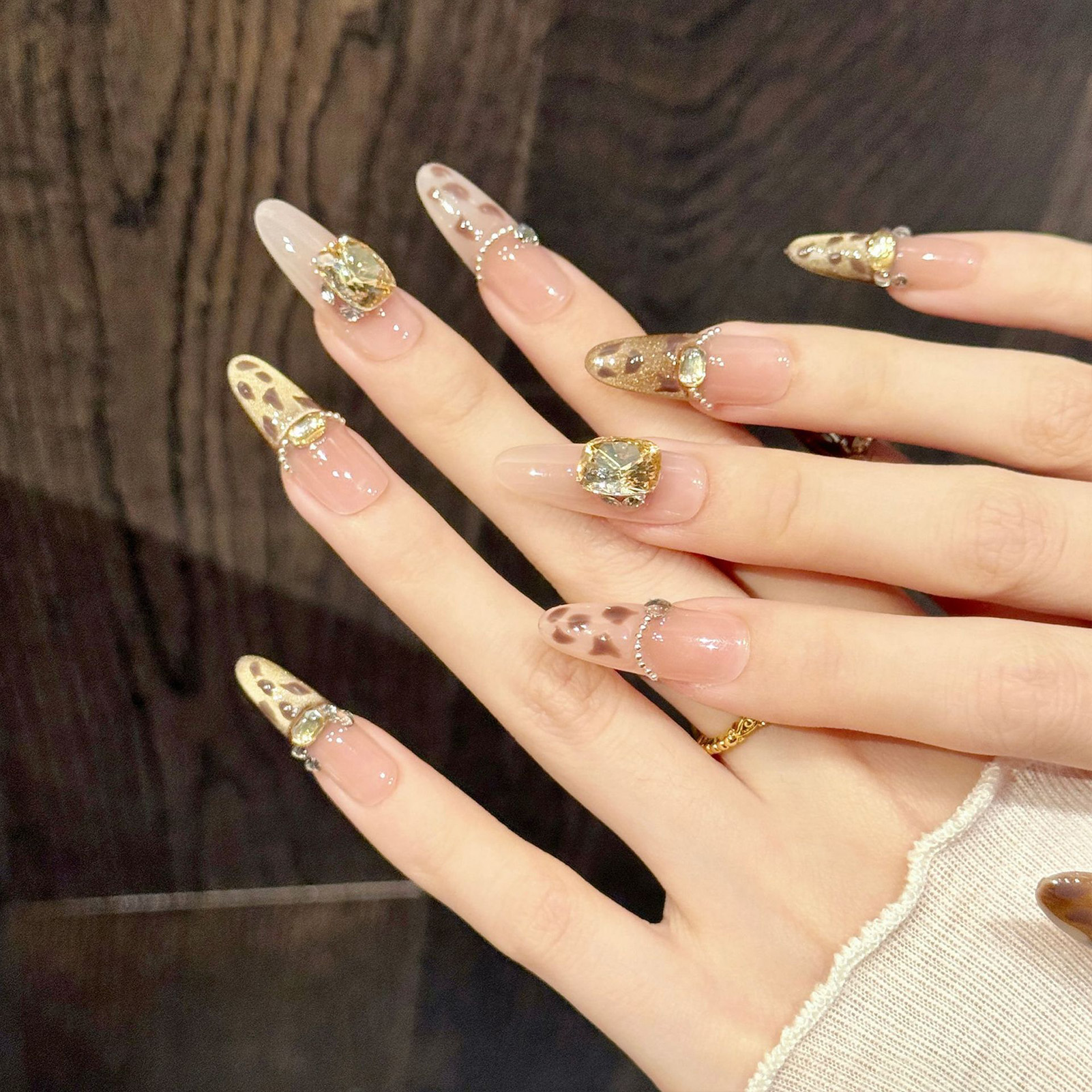 10Pcs Brown Leopard Print Pres - Nail Art Oval 리뷰 및 가격
