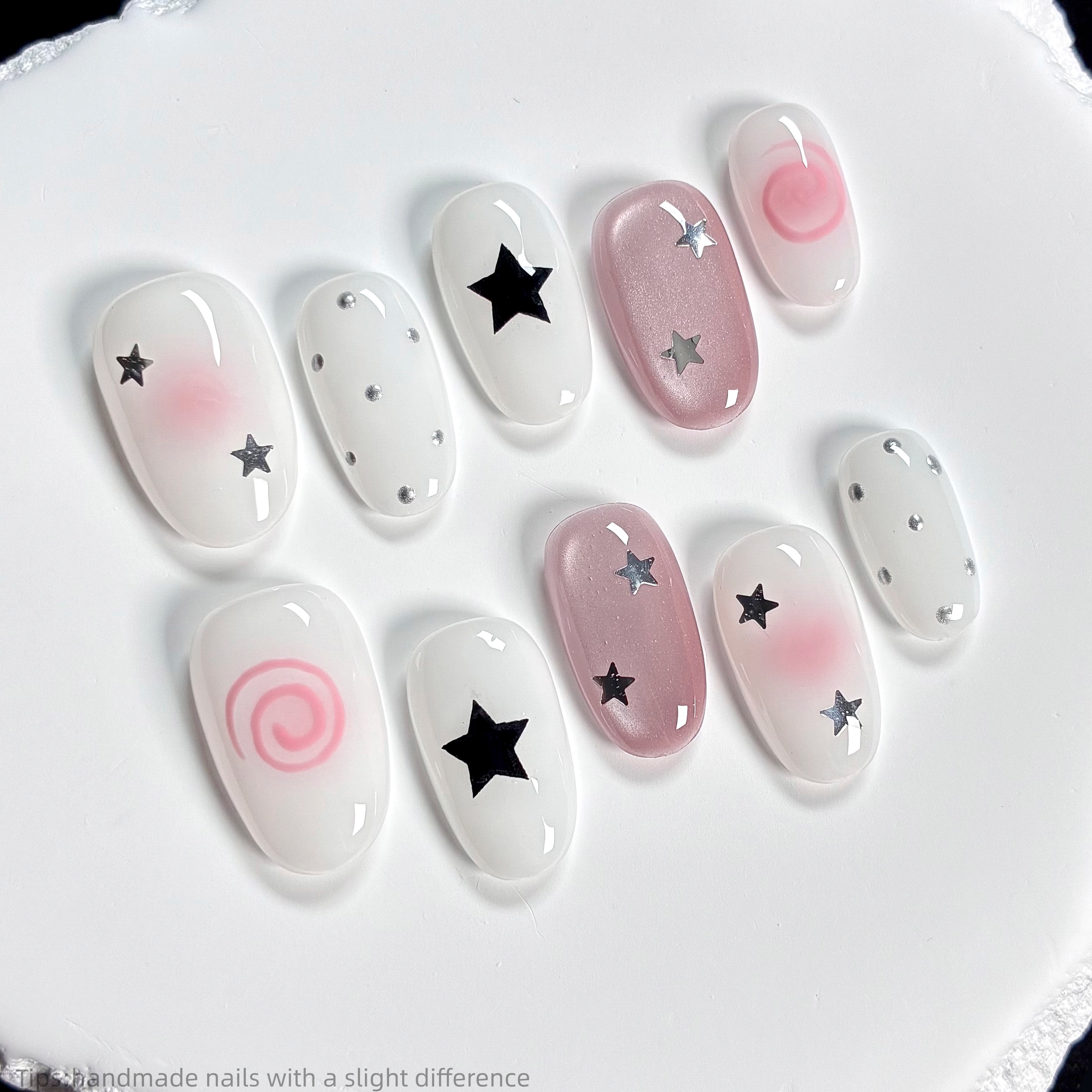 10pcs handmade pink press on n - Nail Art French 리뷰 및 가격