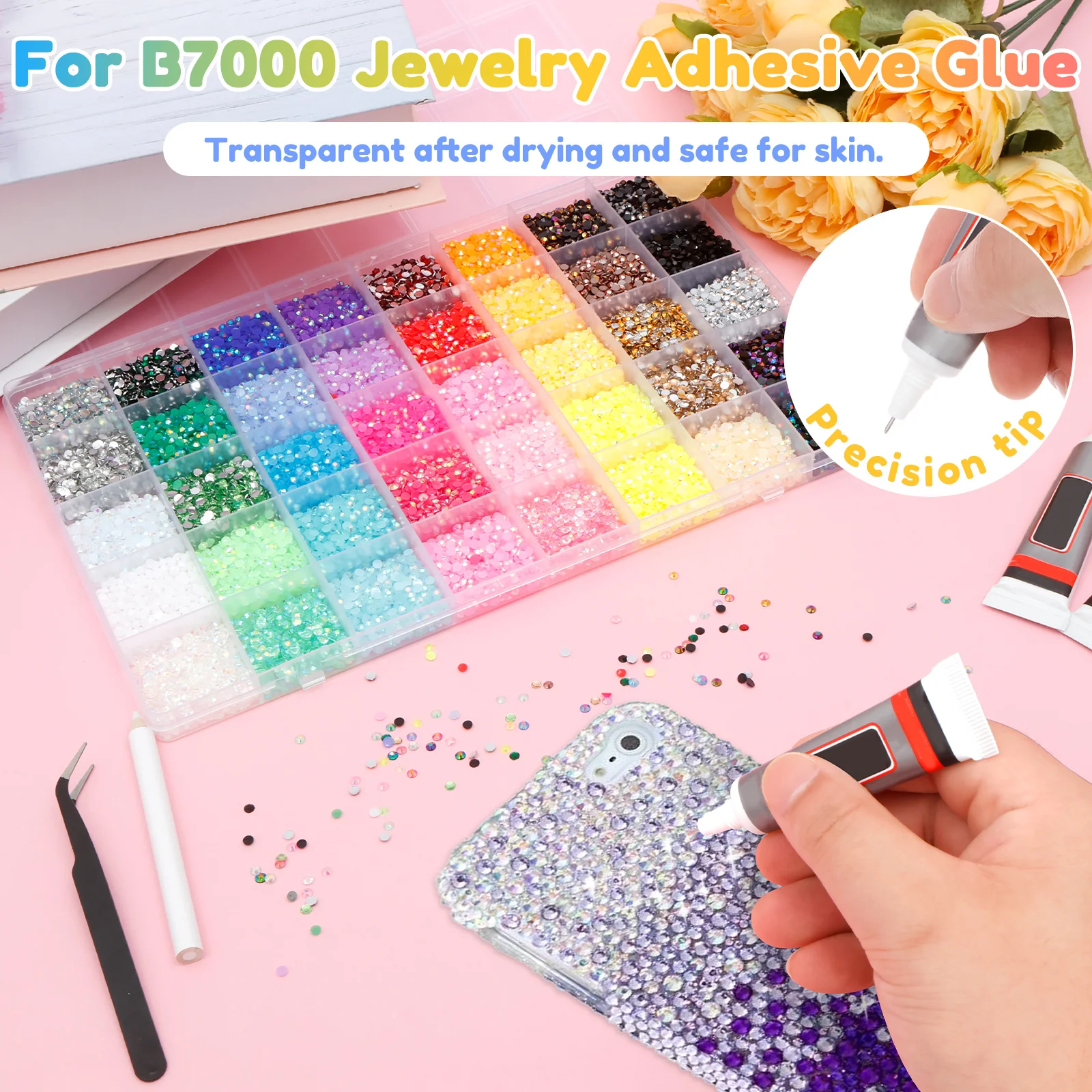 Resin Jelly Rhinestone Set Fad - Rhinestone Nail Gem 리뷰 및 가격