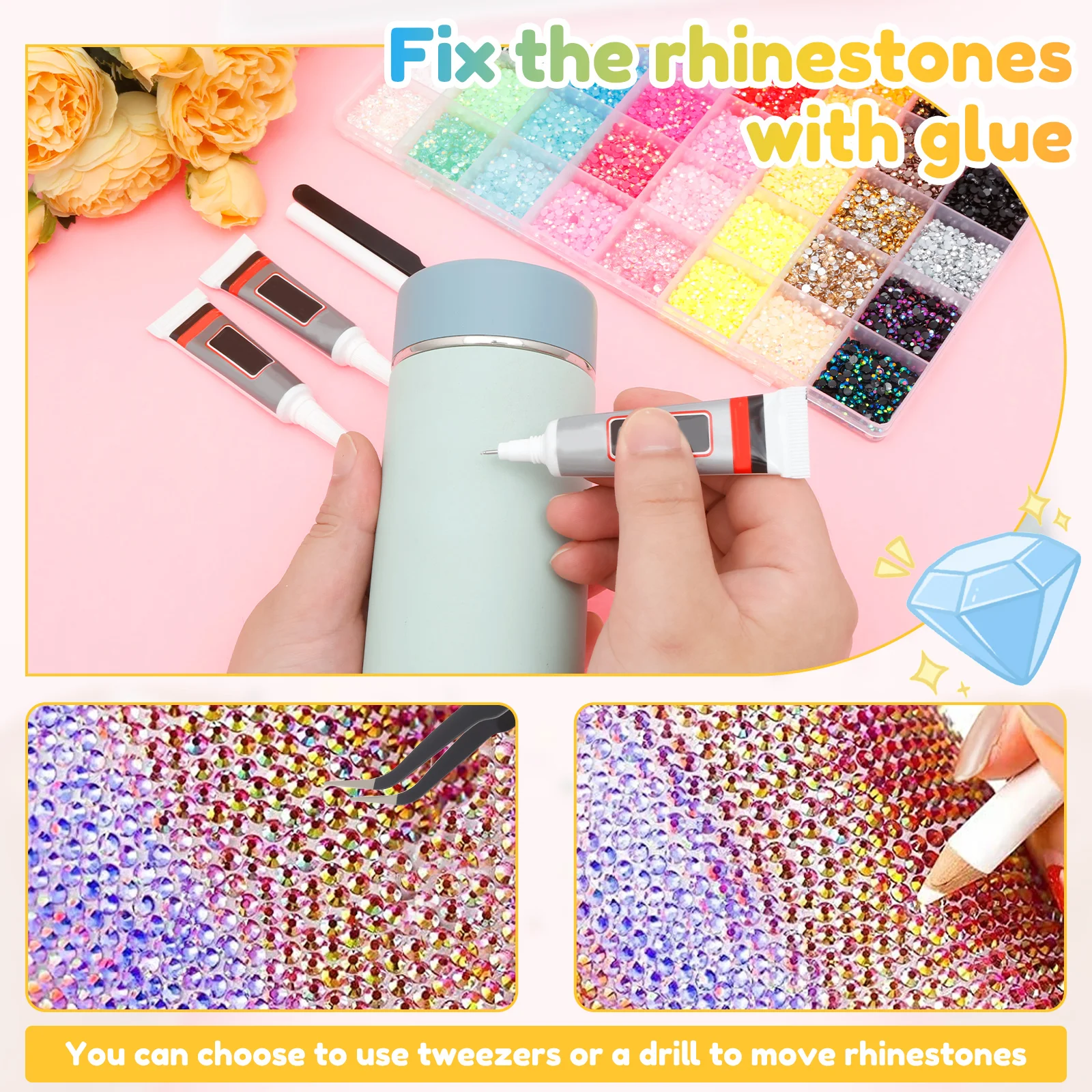 Resin Jelly Rhinestone Set Fad - Rhinestone Nail Gem 리뷰 및 가격