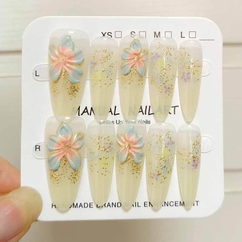 10Pcs Milk Yellow Floral Gentl - Nail Art Yellow 리뷰 및 가격