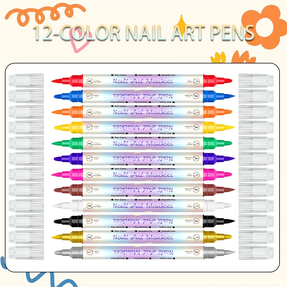 12-Color Nail Art Pen Set with - Nail Art Quotes 리뷰 및 가격
