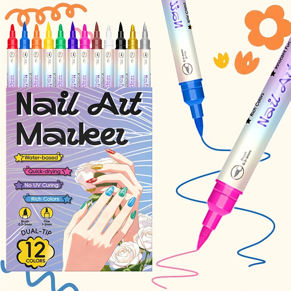 12-Color Nail Art Pen Set with - Nail Art Quotes 리뷰 및 가격