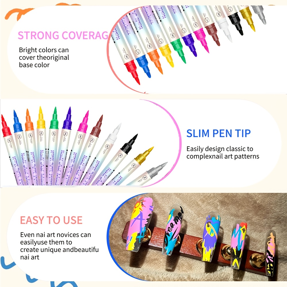 12-Color Nail Art Pen Set with - Nail Art Quotes 리뷰 및 가격