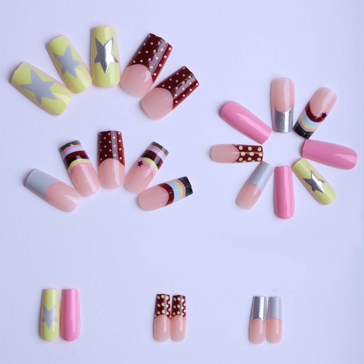 24pcs Dopamine Rainbow Graffit - Nail Art Yellow 리뷰 및 가격