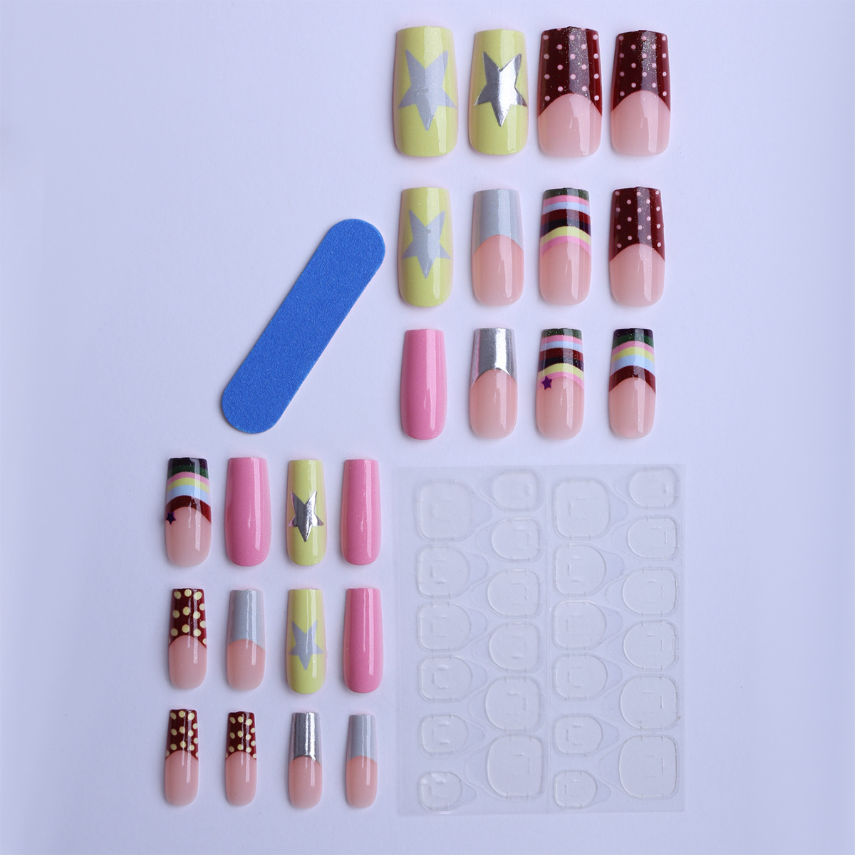 24pcs Dopamine Rainbow Graffit - Nail Art Yellow 리뷰 및 가격